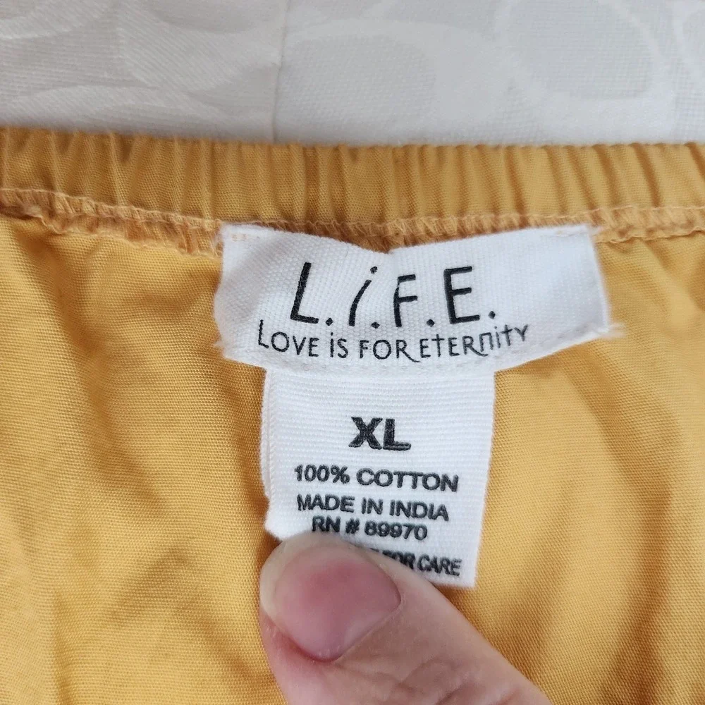 L.I.F.E. Love Is For Eternity Pink Orange Yellow Tiered Cotton Maxi Dress XL - Picture 3 of 4